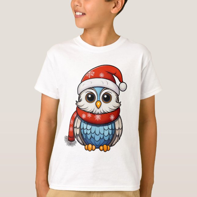 Camiseta Christmas Owl – Holiday T-Shirt for Kids and Teens (Anverso)