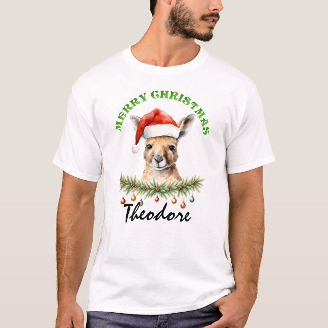 Camiseta Christmas Oz Animals Kangaroo Matching Men's (Anverso)