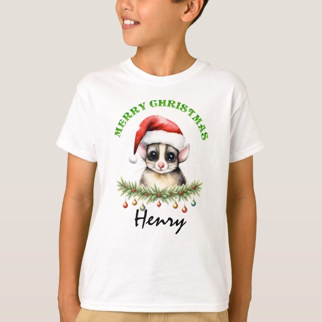 Camiseta Christmas Oz Animals Sugar Glider Fam Matching Boy (Anverso)