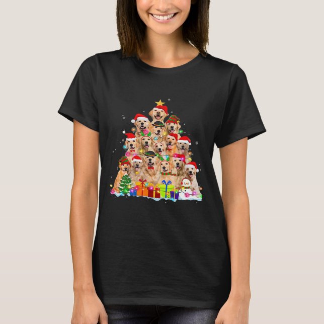 Camiseta Christmas Pajama Golden Retriever Tree Xmas Gift D (Anverso)