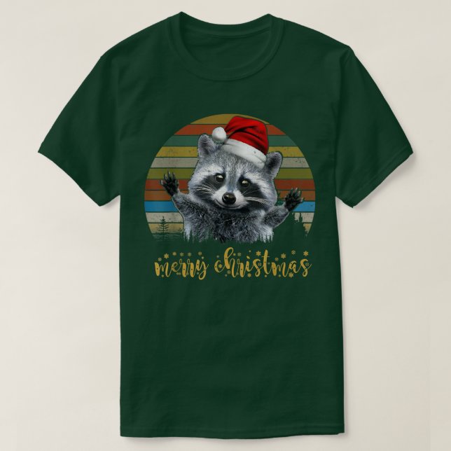 Camiseta Christmas Pajama Raccoon Lover Xmas Tree Lights  (Diseño del anverso)