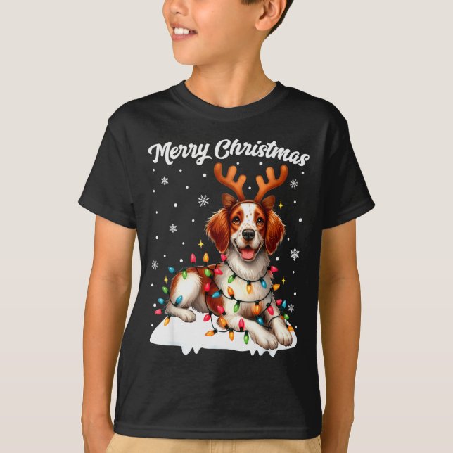 Camiseta Christmas Pajamas Men Women Kids Britany Spaniel D (Anverso)