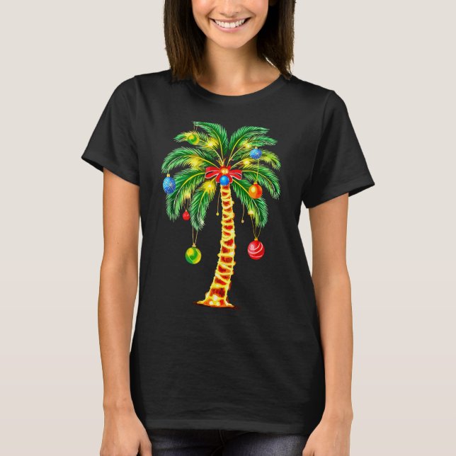 Camiseta Christmas Palm Tree Hawaiian Xmas  (Anverso)