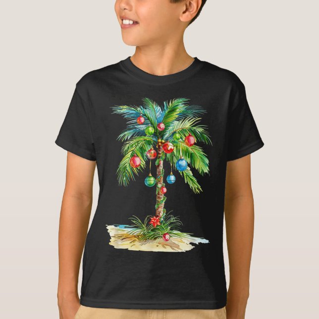 Camiseta Christmas Palm Tree Light Hawaiian Trocal Xmas Men (Anverso)