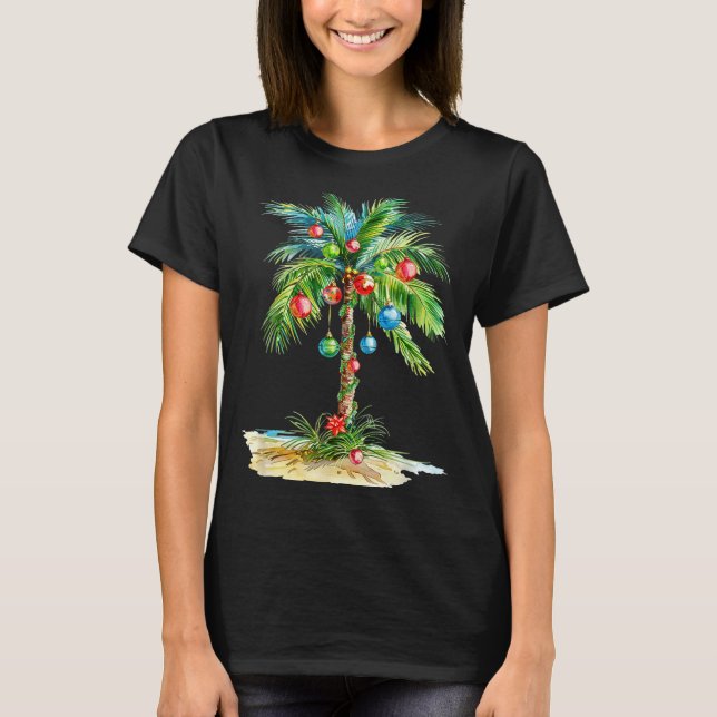 Camiseta Christmas Palm Tree Light Hawaiian Trocal Xmas Men (Anverso)