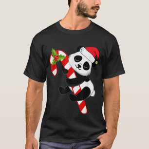 Camiseta Christmas Panda Bear Candy Cane Holiday Sleeping B