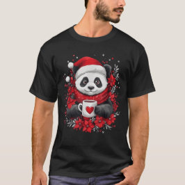 Camiseta Christmas Panda Santa Coffee Girls Boys Kids Chris