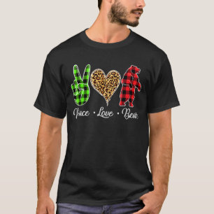 Camiseta Christmas Peace Love Leopard Heeart Xmas Bear
