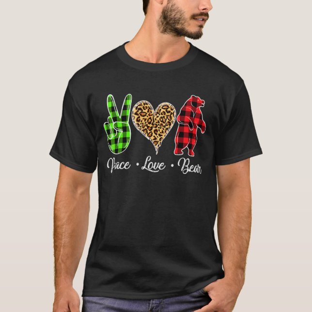 Camiseta Christmas Peace Love Leopard Heeart Xmas Bear (Anverso)