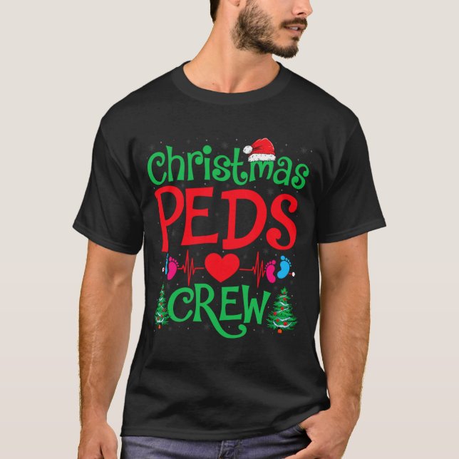 Camiseta Christmas Peds Crew Santa Hat Xmas Tree Pediatric  (Anverso)