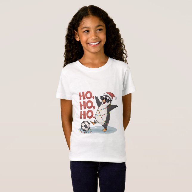 Camiseta Christmas Penguin with Lights and Santa Hat playin (Anverso completo)