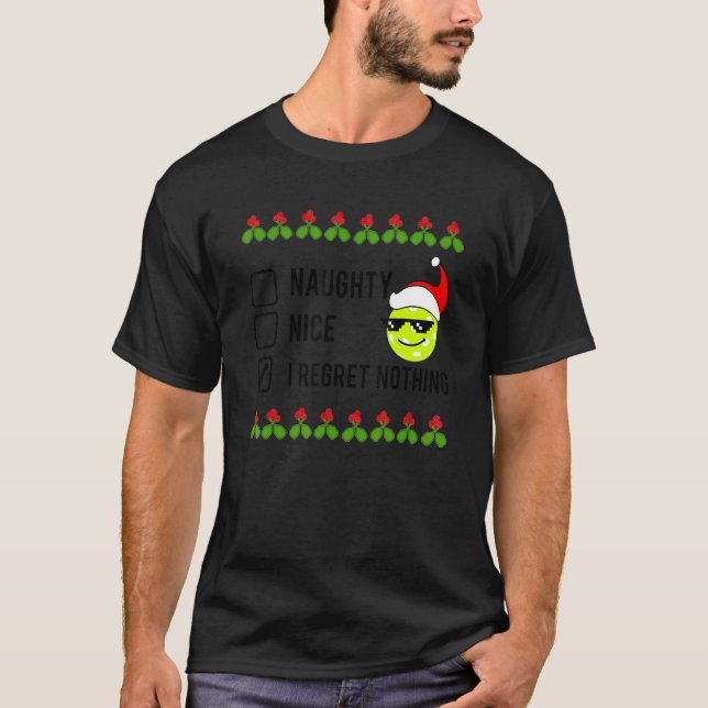 Camiseta Christmas Pickleball  NAUGHTY NICE (Anverso)