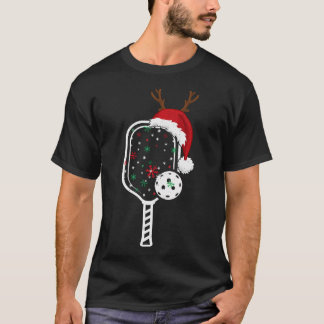 Camiseta Christmas Pickleball Player Reindeer Santa Hat Pad