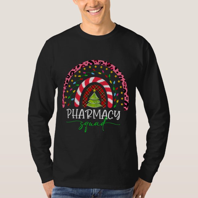 Camiseta Christmas Plaid Leopard Rainbow Pharmacy Squad (Anverso)