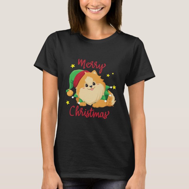 Camiseta Christmas Pomeranian Merry Xmas Essential T-Shirt (Anverso)