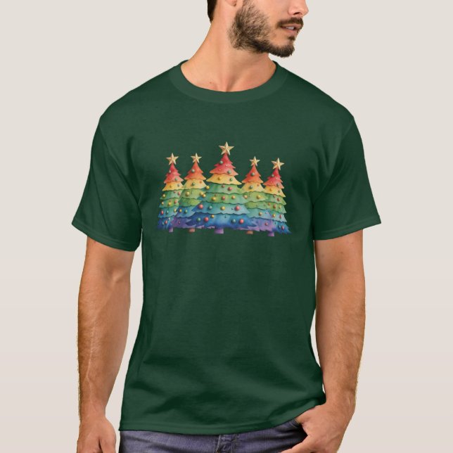 Camiseta Christmas Pride Rainbow LGBTQ Equal Rights Gay  (Anverso)