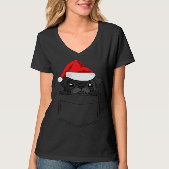 Camiseta Christmas Pug Dog In Your Pocket (Anverso)