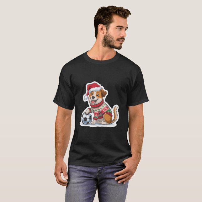 Camiseta Christmas Puppy with Soccer Ball (Anverso completo)