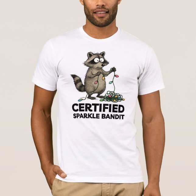 Camiseta Christmas Raccoon holiday certified sparkle bandit (Anverso)