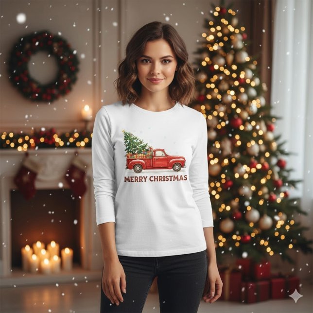 Camiseta Christmas Red Truck Tree Transport (Subido por el creador)
