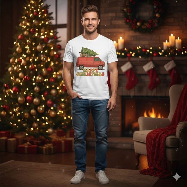 Camiseta Christmas Red Truck Tree Transport (Subido por el creador)