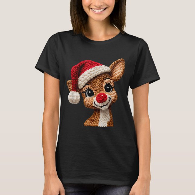 Camiseta Christmas Reindeer Crochet Cute Merry Christmas Re (Anverso)
