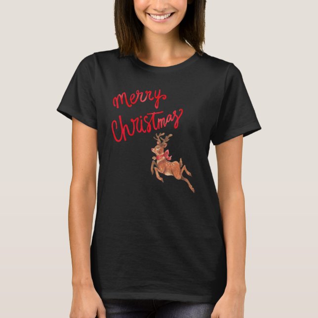Camiseta Christmas Reindeer Merry Christmas Cute  For Women (Anverso)