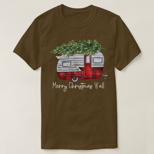 Camiseta Christmas Retro Camping Caravan Xmas Tree Vehicles (Diseño del anverso)