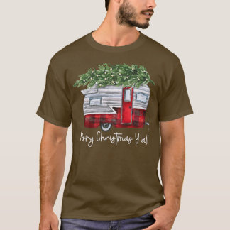 Camiseta Christmas Retro Camping Caravan Xmas Tree Vehicles