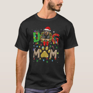 Camiseta Christmas Rottweiler Mom Hat Santa Scarf Plaid Dog
