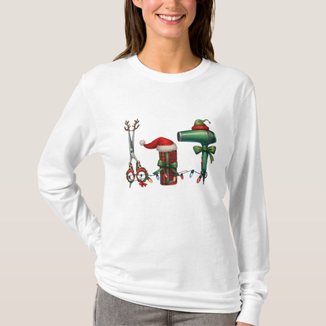 Camiseta Christmas Salon Tools – Funny Beauty Salon Holiday (Anverso)