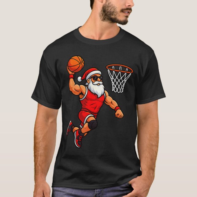 Camiseta Christmas Santa Basketball Player Dunking Basketba (Anverso)