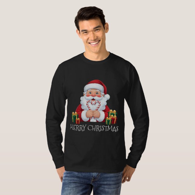 Camiseta Christmas Santa Candy Cane Heart (Anverso completo)