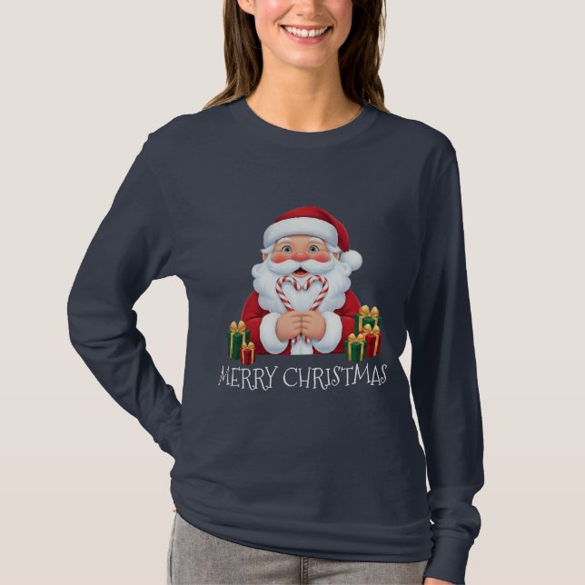 Camiseta Christmas Santa Candy Cane Heart (Anverso)