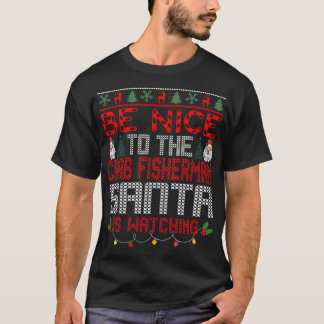 Camiseta Christmas Santa Claus Crab Fisherman Gift