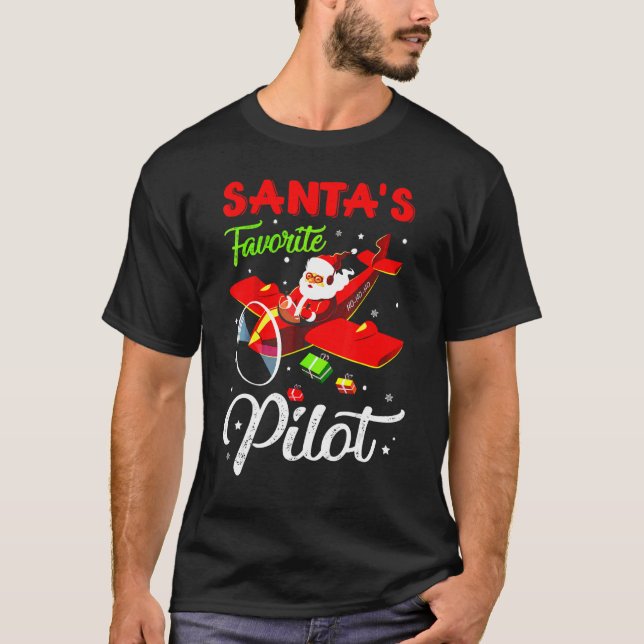 Camiseta Christmas Santa Claus Pilot Flying Airplane (Anverso)