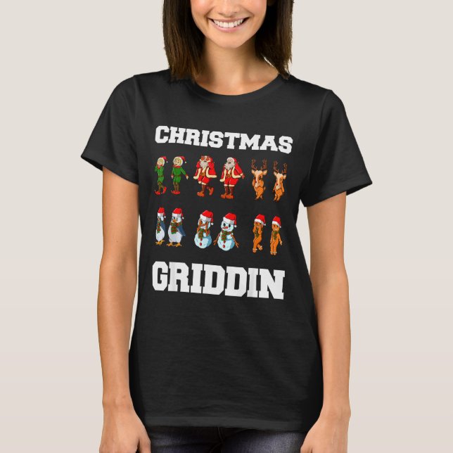 Camiseta Christmas Santa Claus Snowman Reindeer Griddy Grid (Anverso)