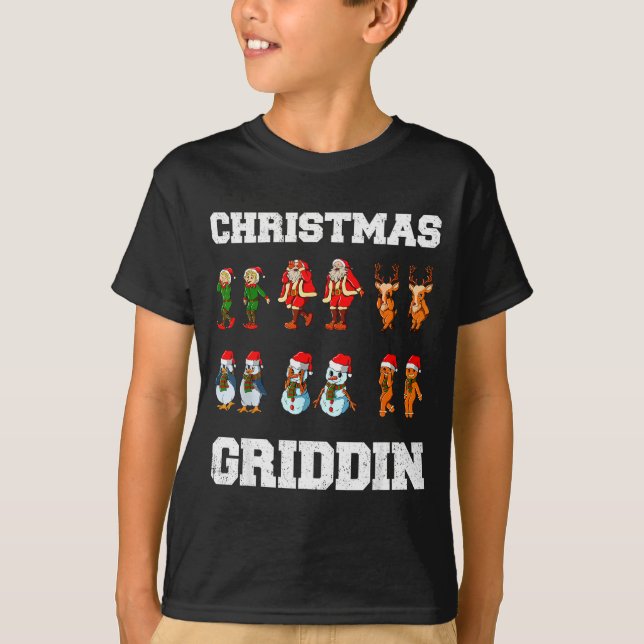 Camiseta Christmas Santa Claus Snowman Reindeer Griddy Grid (Anverso)