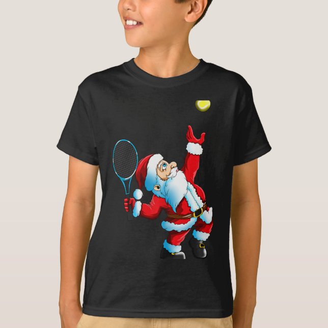 Camiseta Christmas Santa Claus Tennis Game Tennis Racket  (Anverso)