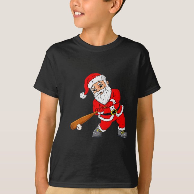 Camiseta Christmas Santa Claus With Baseball Bat Boys Kids  (Anverso)