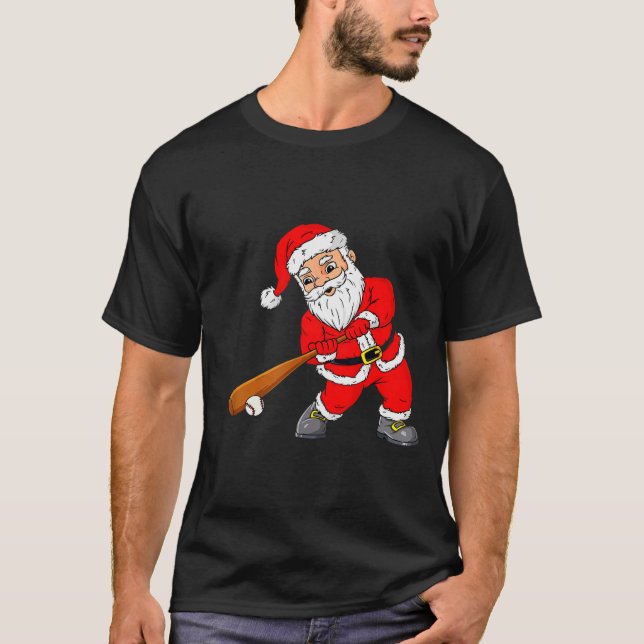 Camiseta Christmas Santa Claus With Baseball Bat Boys Kids  (Anverso)