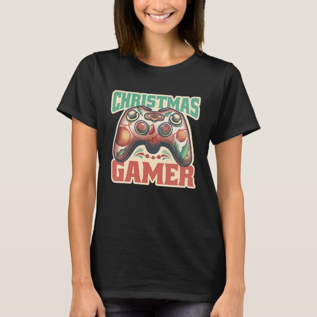 Camiseta Christmas Santa Elf Gaming Controllers Snowman Boy (Anverso)