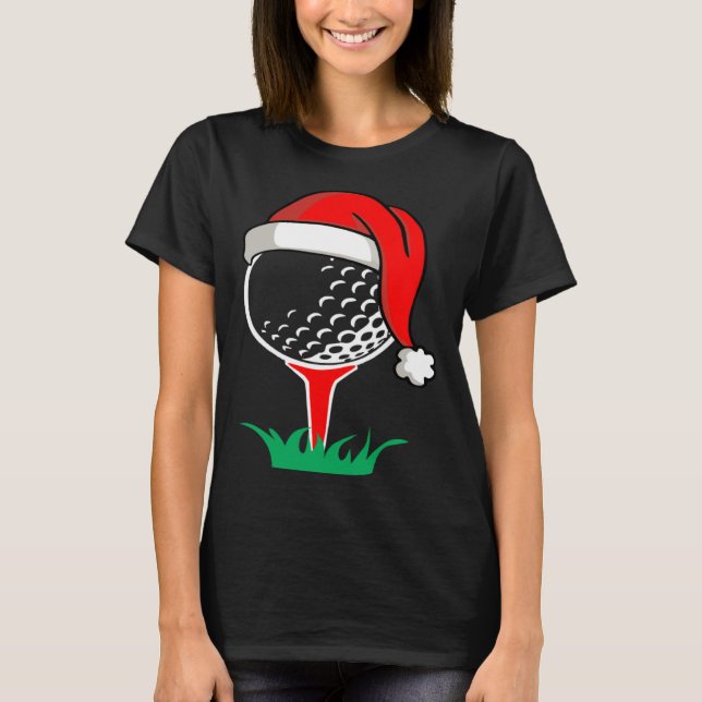 Camiseta Christmas  santa hat golf ball  golfing gag (Anverso)