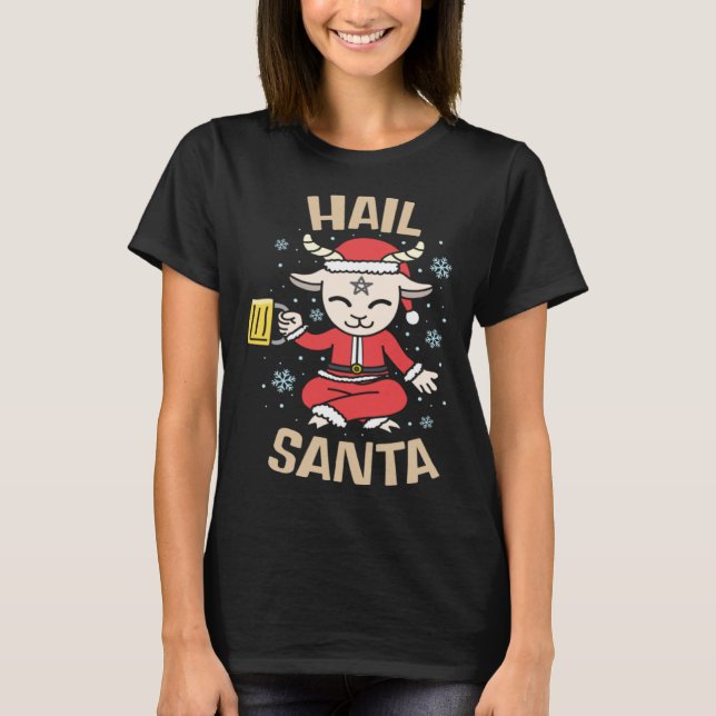 Camiseta Christmas Satanic Hail Santa for Witches Warlock (Anverso)