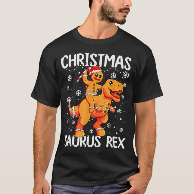 Camiseta Christmas Saurus Rex Gingerbread Man Cookie Trex B (Anverso)