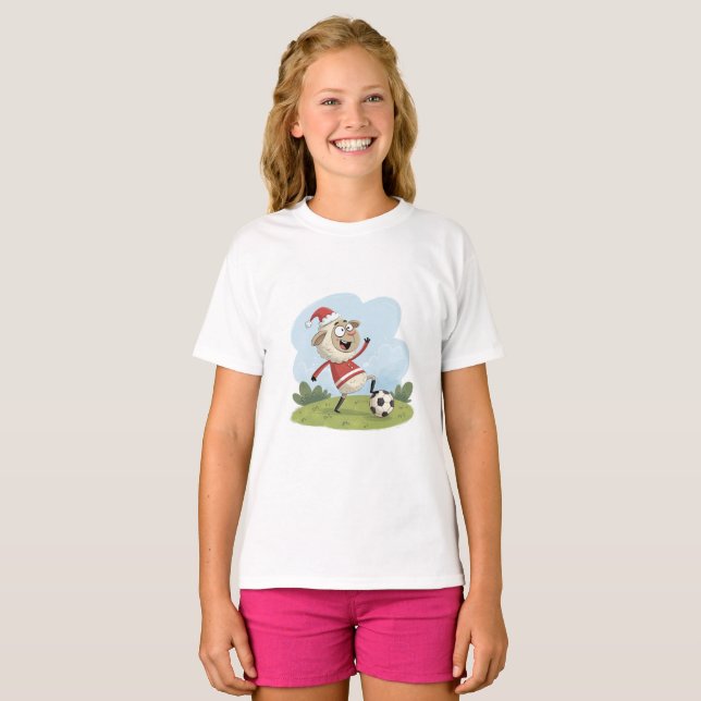 Camiseta Christmas Sheep playing soccer (Anverso completo)