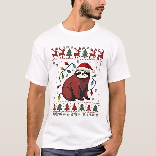 Camiseta Christmas Shirt for Sloth Lover Gift Santa Buffalo (Anverso)