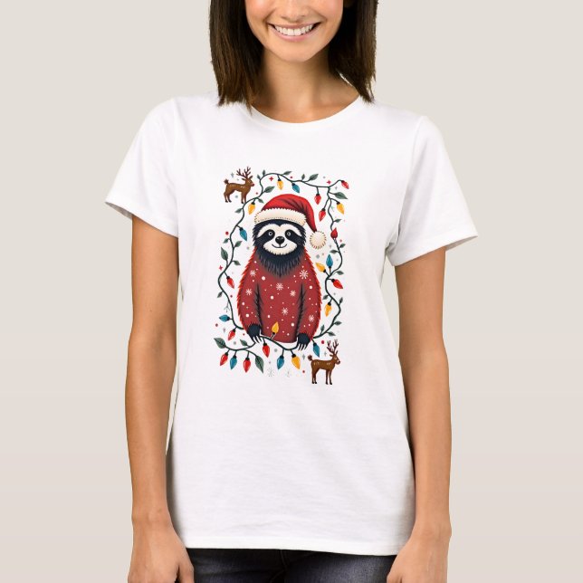 Camiseta Christmas Shirt for Sloth Lover Gift Santa Buffalo (Anverso)