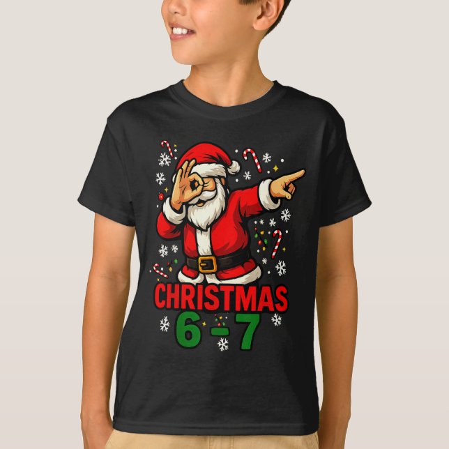 Camiseta Christmas Shirt - Funny Dabbing Santa 6 7 Meme  (Anverso)