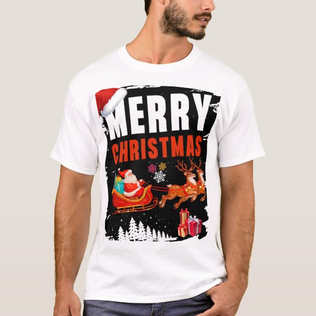 Camiseta Christmas Shirt Men Merry Christmas Xmas T-shirt  (Anverso)